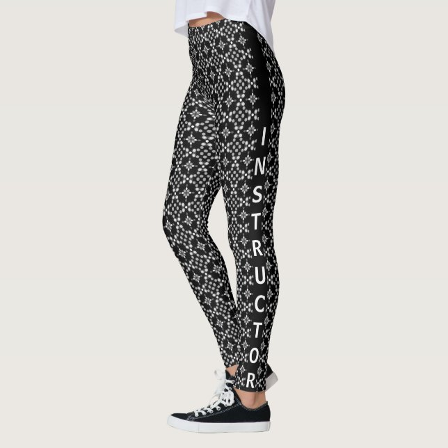 Legging Padrão de Pontos Bokeh Monocromático Abstrato (Esquerda)