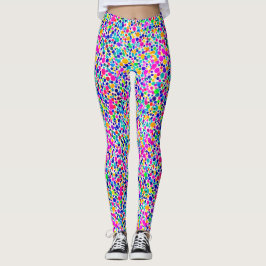 Legging Padrão de Pontos Coloridos Abstratos em Aquarela 