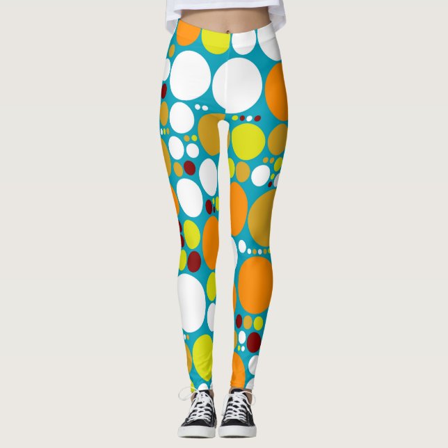 Legging Padrão de Pontos Coloridos Retrô #6 (Frente)