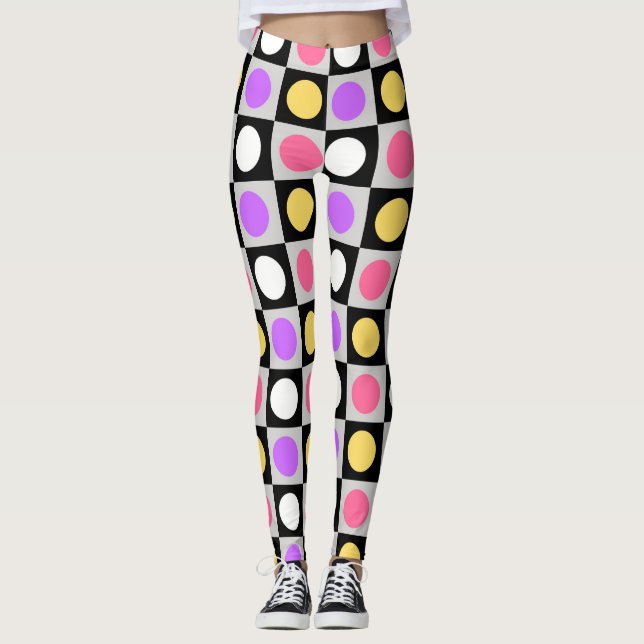 Legging Padrão de Pontos do Círculo Geométrico (Frente)