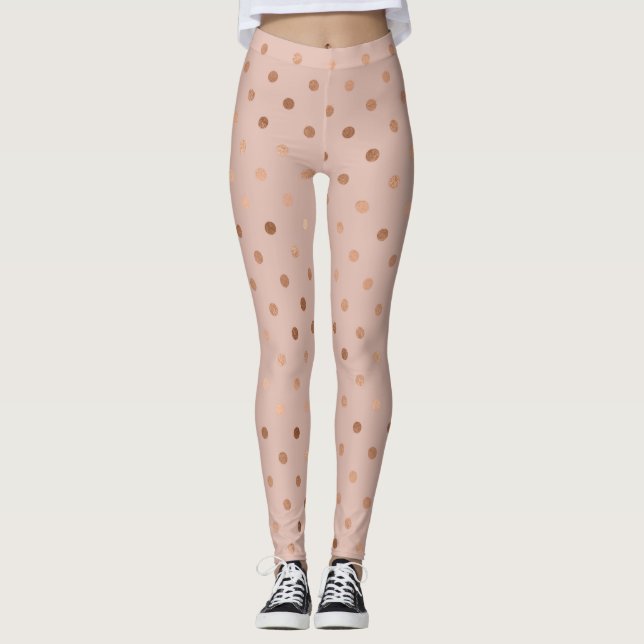Legging Padrão de Pontos em Rose Gold Chic (Frente)