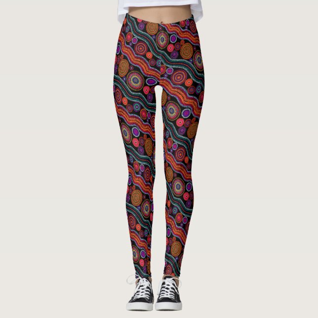 Legging Padrão de pontos funky australiano (Frente)