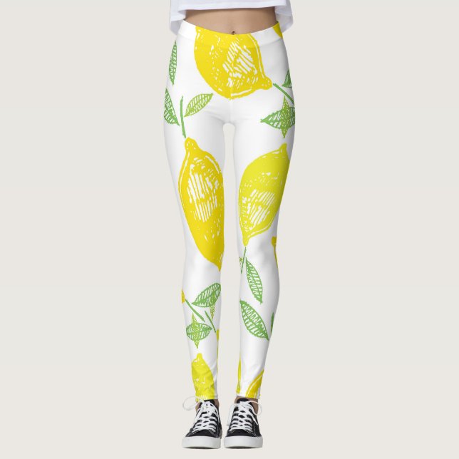 Legging Padrão de porta de Fruta tropical (Frente)