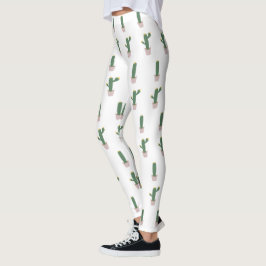 Legging Padrão de Pote de Cactus Cute
