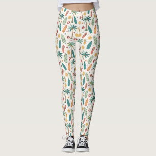 Legging Padrão de Praia de Verão Tropical (1)