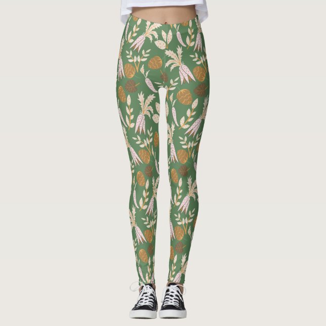 Legging Padrão de Primavera Verde (Frente)