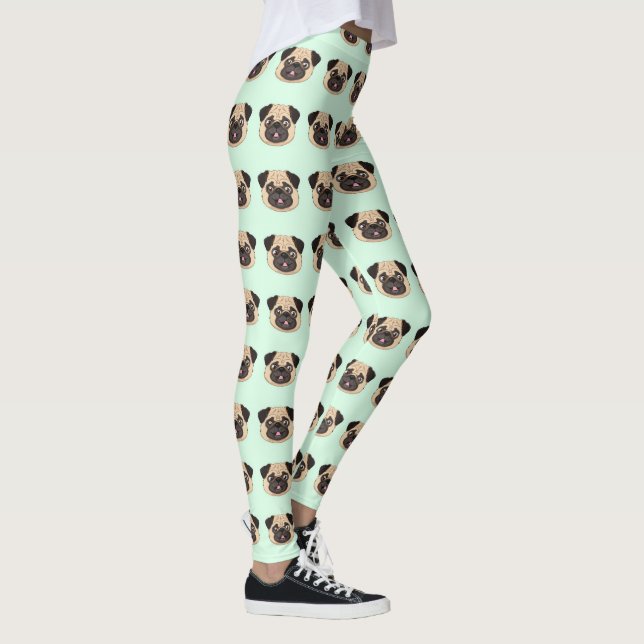 Legging Padrão de Pug Fofinho Amante de Cachorro (Direita)