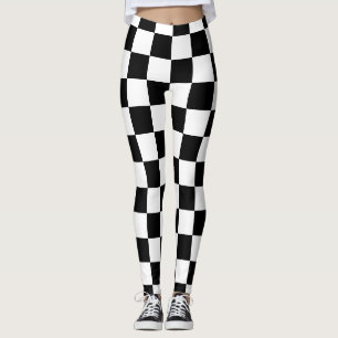 Legging Padrão de quadro de compras preto e branco