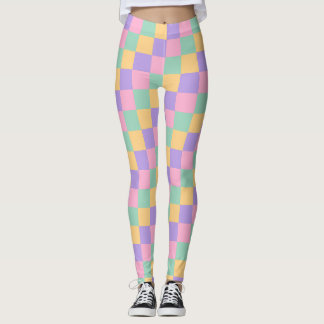 Legging Padrão de Quadro de Verificação de Pastel Dreams