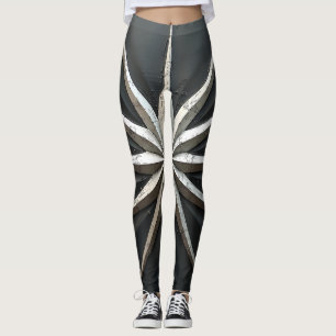 Legging Padrão de rajadas de estéreis em prata metálica em
