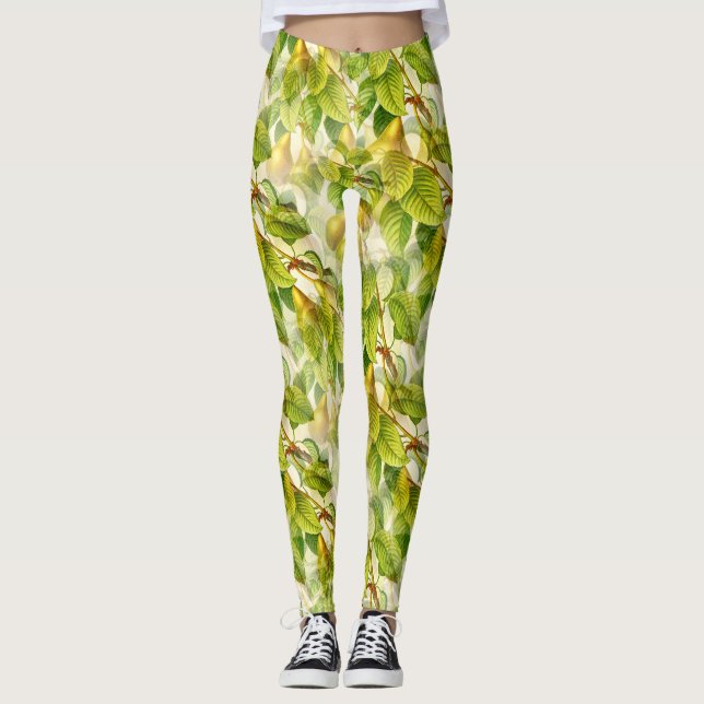 Legging Padrão de Ramais e Peras de Árvore (Frente)