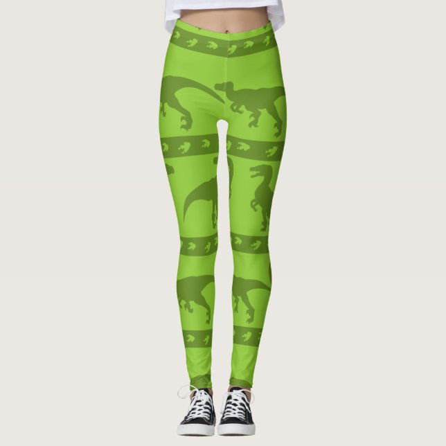 Legging Padrão de Raptor Verde (Frente)