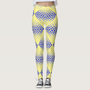 Legging Padrão de rasterização azul 01 Amarelo BG