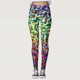 Legging Padrão de Rave de Glitter de Disco