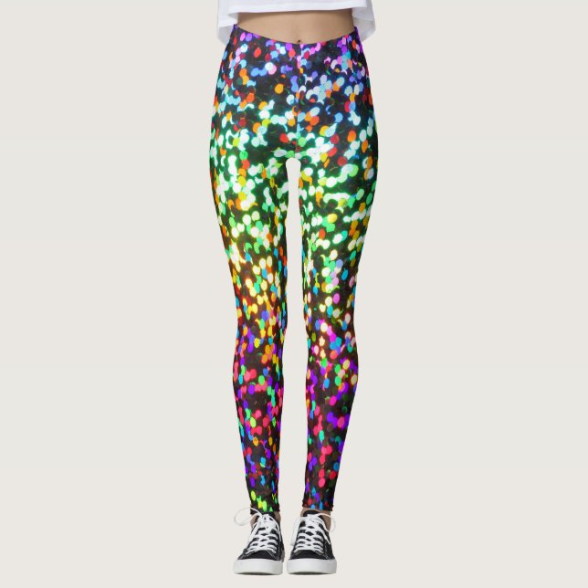Legging Padrão de Rave de Glitter de Disco (Frente)
