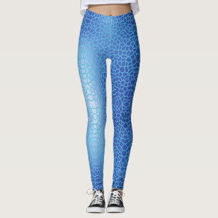 Legging Padrão de Rede de Gradiente Azul 01