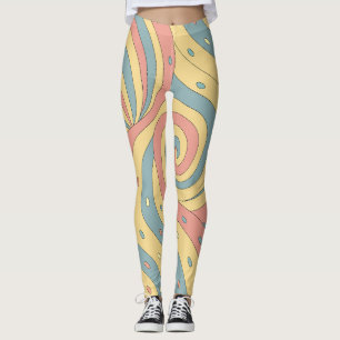 Legging Padrão de Redemoinho de Doces Pastel com Confeitos