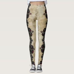 Legging Padrão de renda gótica rubi vitoriana (6)