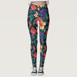 Legging Padrão de repetição de flor silvestre