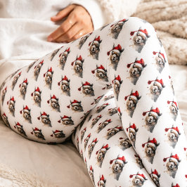 Legging Padrão de repetição de Llama de Natal com chapéu d