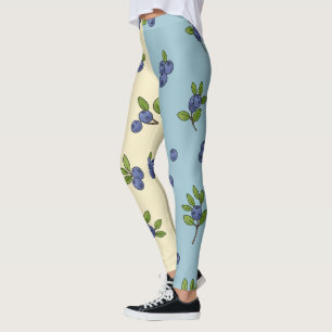 Legging Padrão de repetição de mirtilo - Vista de pastel