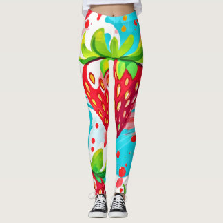 Legging Padrão de respingo de morango