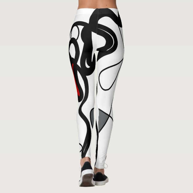 Legging Padrão de retenção: Abstrato preto, branco, Cinza  (Verso)