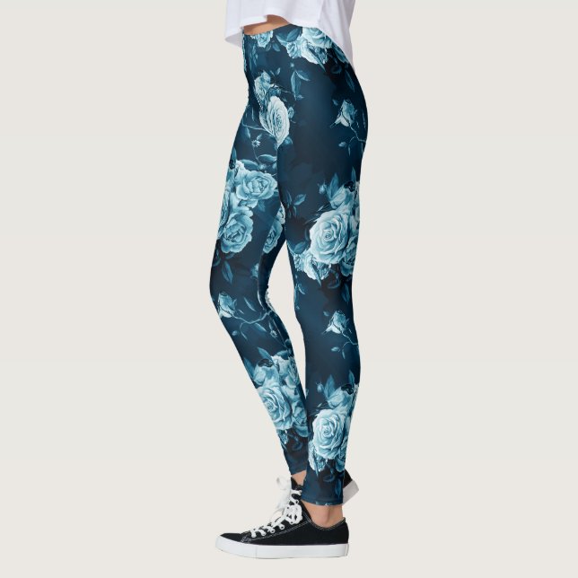 Legging Padrão de Rosa azul clássico (Esquerda)