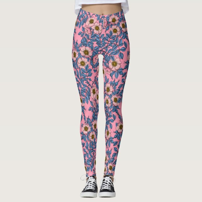 Legging Padrão de rosa de cães (Frente)