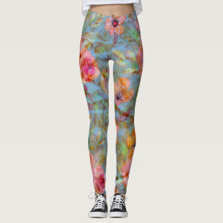 Legging Padrão de Rosa Rosa Rosa Rosa Floral Elegante