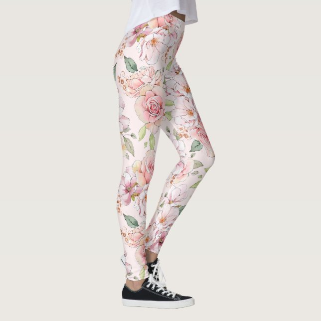 Legging Padrão de rosas de tinta pastel (Direita)