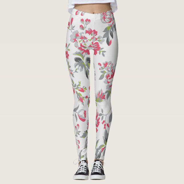 Legging Padrão de Rosas Florais do chique (Frente)