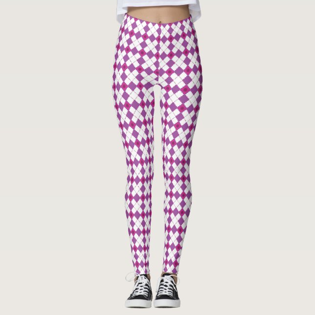 Legging Padrão de Rosas Geométricas (Frente)