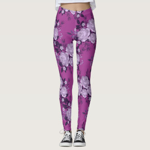 Legging Padrão de Rosas Violet