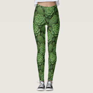Legging Padrão de Rosetas do Succulent & Cactus com Modo d