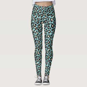 Legging Padrão de Rosetas-Leopardo Azul
