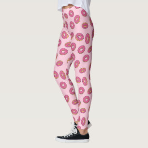 Legging Padrão de Rosquinha do pulverizador rosa