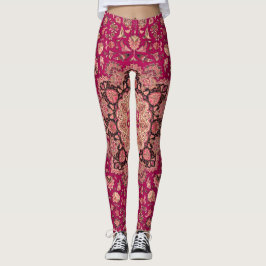 Legging Padrão de Rug Floral Persa Vintage