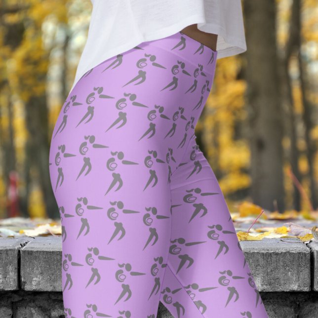 Legging Padrão de Rugby das mulheres lilás vibrantes (Womens Rugby on Bright Lilac Ube Leggings)