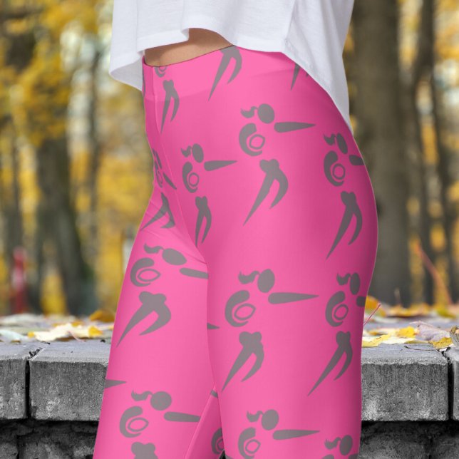 Legging Padrão de Rugby das Rosas vermelhas vibrantes (Womens Rugby on Brilliant Red Rose Leggings)