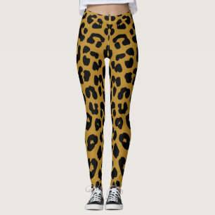 Legging Padrão de Safari com Estampa de Leopardo Preto e D