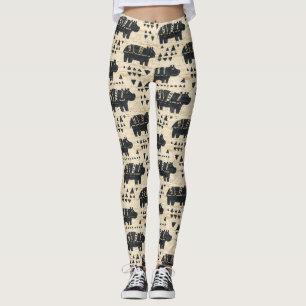 Legging Padrão de Safari de Hipopótamo Tribal