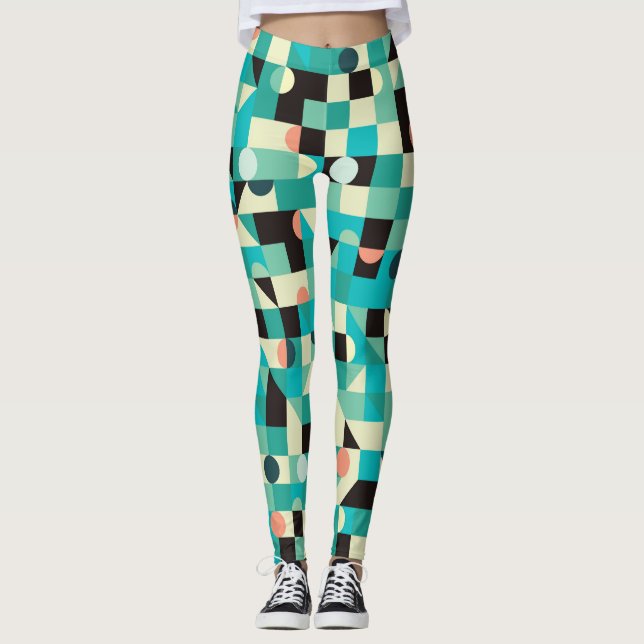 Legging Padrão de safra com triângulos e círculos. (Frente)