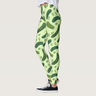 Legging Padrão de Seletor de Dill Desenhado Mão