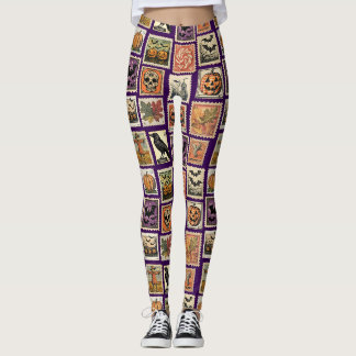 Legging Padrão de selo vintage de Halloween