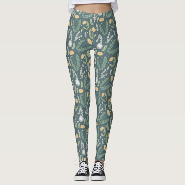 Legging Padrão de Semana Floral de Dandelion (Frente)