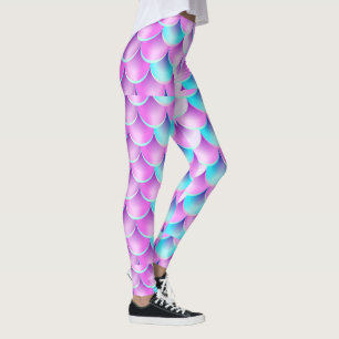 Legging Padrão de sereia Holográfica Azul