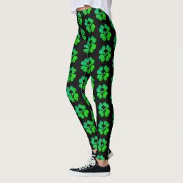 Legging Padrão de shamrock do crânio assustador