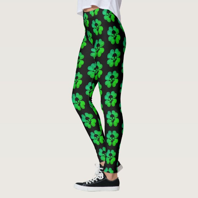 Legging Padrão de shamrock do crânio assustador (Esquerda)