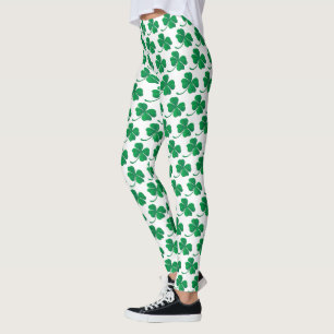 Legging Padrão de Shamrock Verde de São Patricks